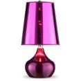 thumbnail image 1 of 18" Tall Metal Luster Touch Table Lamp, Magenta finish, Transparent Shade, 1 of 2