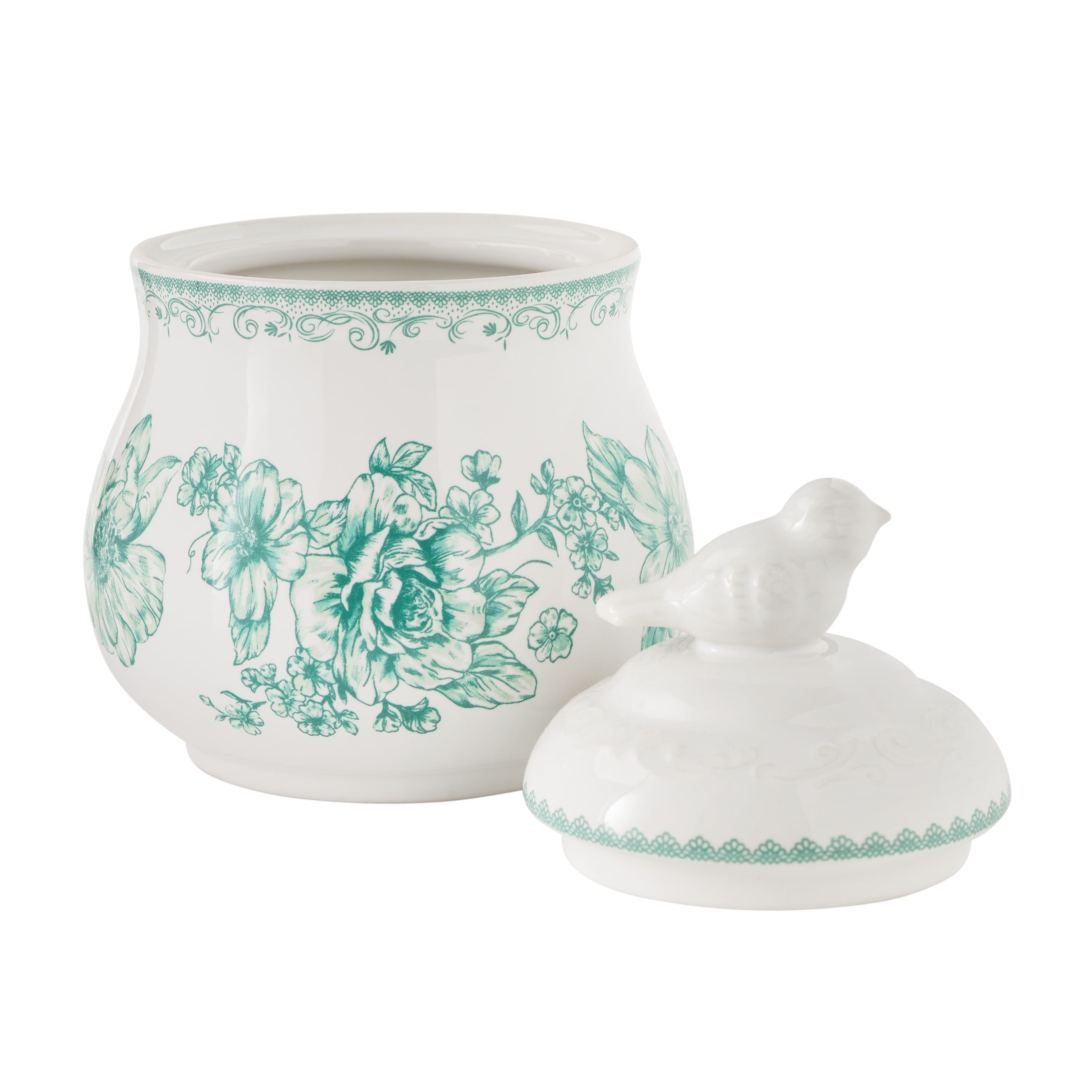 The Pioneer Woman Agatha Stoneware Sugar Bowl with Lid, Green