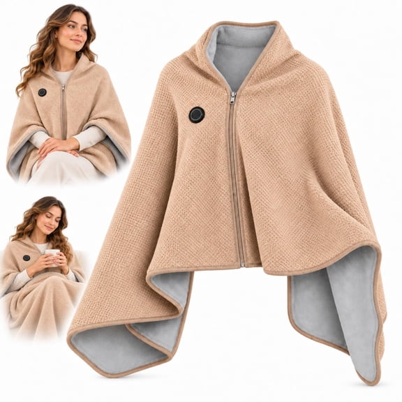 My Snugsy Heated Wearable Blanket, Heated Zip up Blanket for Women, Usb 3 Heat Settings