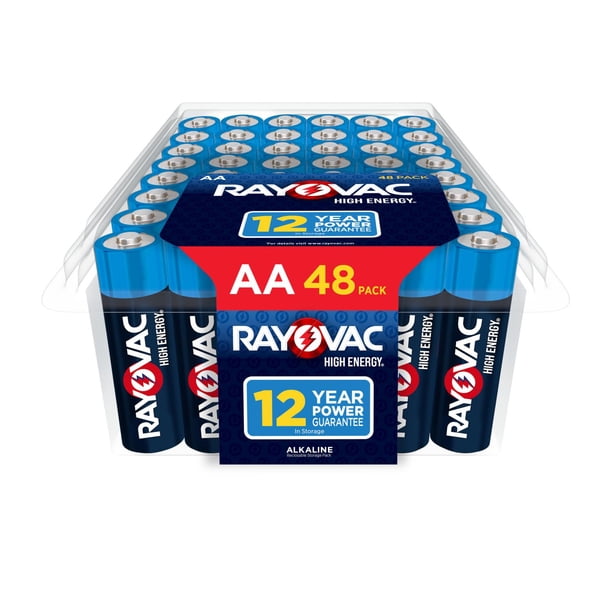 Batería alcalina AA de alta energía Rayovac, paquete de 48