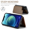 thumbnail image 3 of for iPhone 12/12 Pro Premium PU Leather Back Case, Multiple Card Slots Design, Double Magnetic Clasp Study Kickstand RFID Blocking Classic Phone Cover for iPhone 12/12 Pro, Brown, 3 of 9