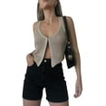 thumbnail image 2 of Yunliwuli Women Crop Vest Tops, Sleeveless Solid Color Casual Party Street Spring Fall Summer Waistcoat, 2 of 6