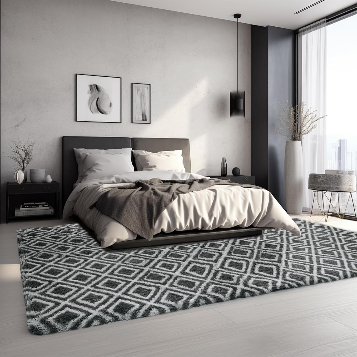 Sanmadrola Area Rug for Bedroom,4'X5.3',Fluffy Shag Rug for Living Room,Furry Carpet for Kids Room,Shaggy Throw Rug for Nursery Room,Fuzzy Plush Rug Carpet,Rectangle,Cute Room Decor for Baby