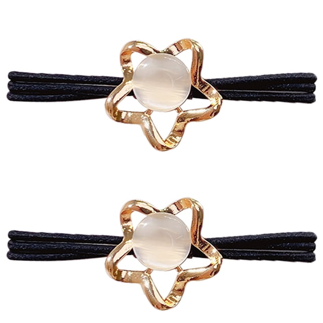 Dinheiro - Banda de goma elástica de alta elasticidad para niña, cola de caballo, cuerda, accesorios para el cabello huecos con perlas