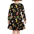 thumbnail image 3 of FKELYI Christmas Print Long Sleeve Dresses Size 7-8 Elastic Cartoon Dress for Girls Midi Length Teen A Line Skater Casual Twirly Dress, 3 of 4