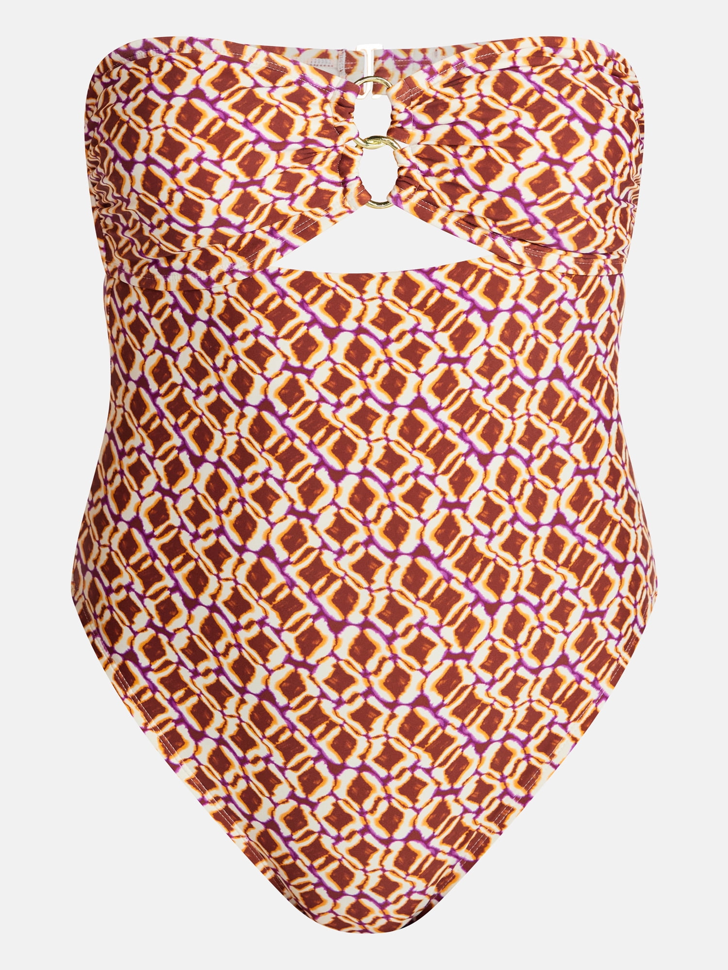 Time and Tru Women's and Women's Plus Cut Out Bandeau One Piece Swimsuit, Sizes XS-3X