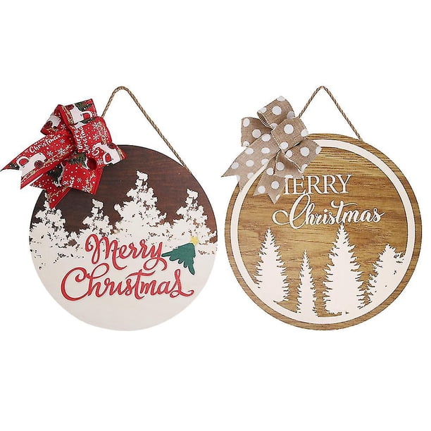 Letrero navideño de madera para puerta delantera, decoración colgante para puerta delantera, vacaciones de Navidad, Año Nuevo, porche de casa
