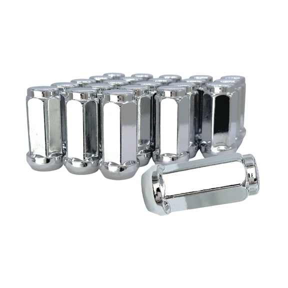 20 Chrome 14x2 XL Long Wheel Lug Nuts - 1.9 Inch Tall - 3/4 Hex - Fits Many Ford, Lincoln, Expedition, F150, F250, Navigator