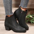 thumbnail image 4 of SACFOF Women's 2026 Fall Winter Chunky Heel Ankle Boots for Women - with Laser Cut Hollow Out Design, Non-Slip Sole for Casual Daily Walking Weekend Trips, 4 of 6