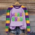 thumbnail image 3 of Mifsaly Sequin Mardi Gras Tops Women Raglan Sleeve Crewneck Sweatshirts Glitter Letter Print Carnival Sweatshirt Funny Holiday Party Pullover XXL, 3 of 4