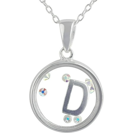 Crystal Charm Sterling Silver Initial