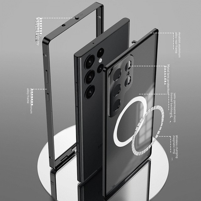 Para Samsung s24ultra Funda para teléfono s23 Hebilla de metal Carcasa fina Carcasa de succión magnética