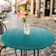 thumbnail image 4 of Teal Ombre Fitted Tablecloth with Elastic Edged, Round Table Cloth for Dining Table, Contemporary Gradient Abstract Art Waterproof Oil Proof Table Cover for Indoor Outdoor 55"-60", 4 of 8