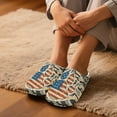 thumbnail image 3 of Chririnla Bear Paw Print American Flag Women's Cotton Slippers Plush Fuzzy Fluffy Warm Non-slip Comfort Sole Lightweight Easy Slip On Cozy House Bedroom, 3 of 7