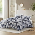 thumbnail image 4 of Regency Heights Twin/Twin XL Size Comforter Set, Navy Blue Bedding Set for All Seasons, 2-Piece Round Geometric Print Bedding Comforter Set, 4 of 8