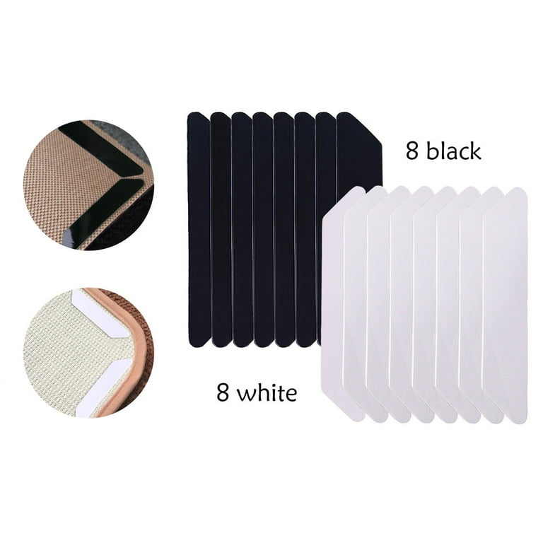 ZC Gel Rug Gripper for Hardwood Floors (8 Pcs), Anti Slip Rug Grips Reusable Washable Rug Tape for Area Rugs, Dual Sided Adhesive Rug