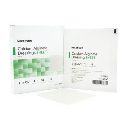 Calcium Alginate Dressing McKesso,n 4 X 4.75 Inch, Rectangle, Box of 10