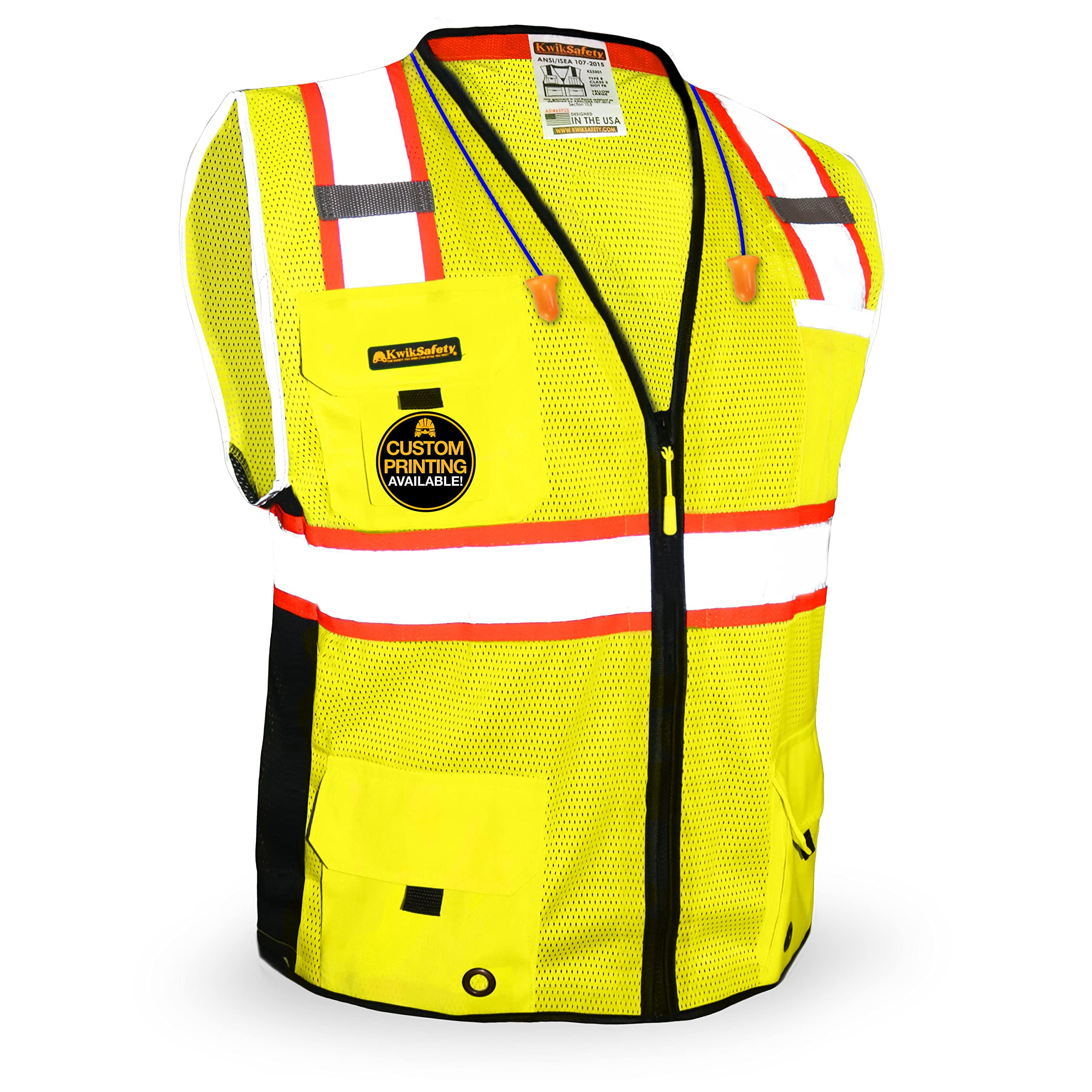Safety Vests High Visibility Vest Yellow and Orange Customized Logo L, 6P Mesh Yellow 