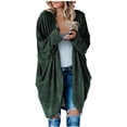 thumbnail image 1 of Womens Cardigans Sweater Solid Color Outwears Long Sleeves Plus Size Open-Front Knit Chunky Long Coat with Pocket, 1 of 7