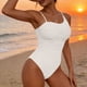 thumbnail image 1 of Traje de baño de una pieza para mujer, conjuntos de bikini para mujer, moda de primavera para mujer, estilo falda de color sólido conservador, conjunto de traje de baño con abertura y unión, 1 of 9