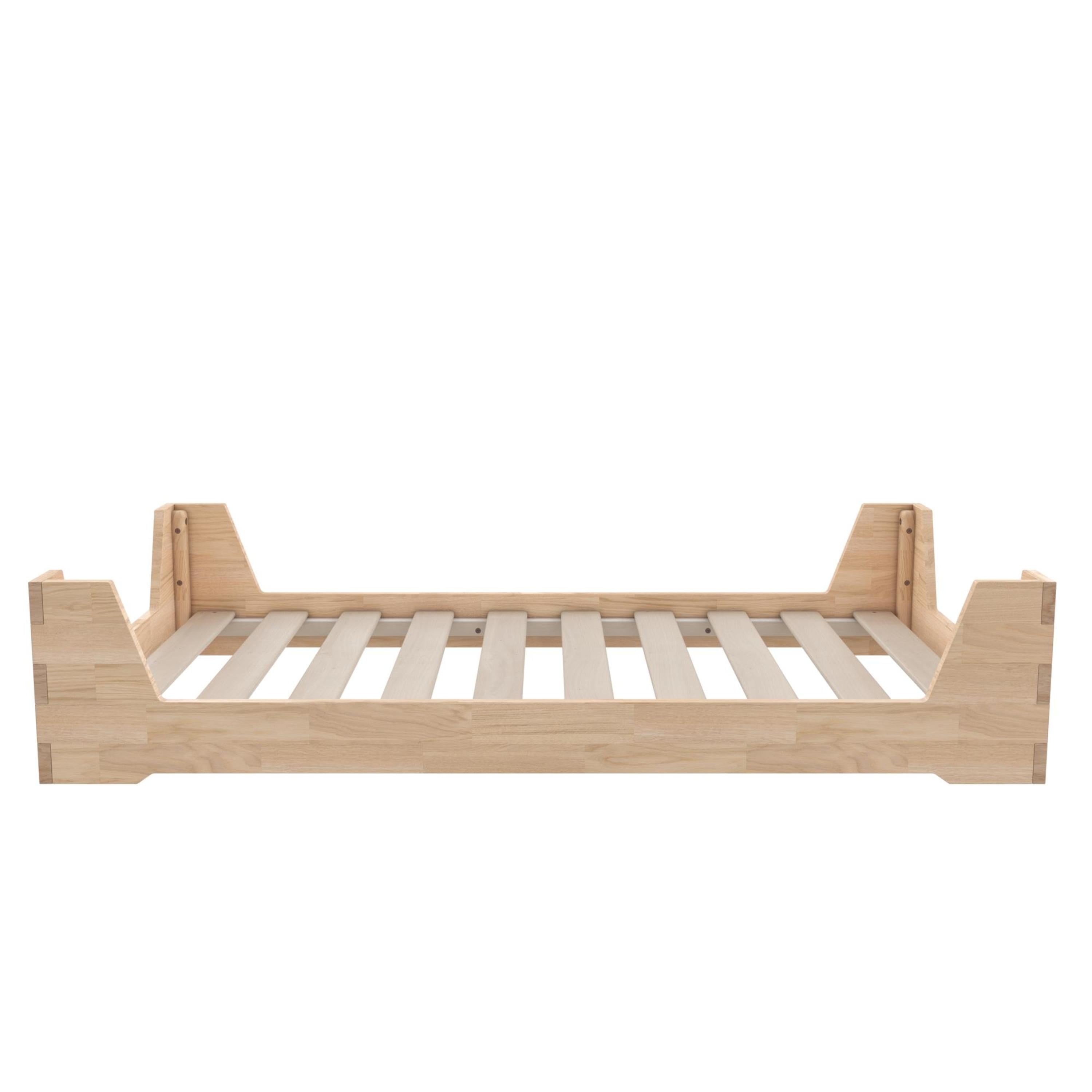 Little Seeds Maverick Montessori Toddler Floor Bed with 2 Heights, Natural Wood Grain