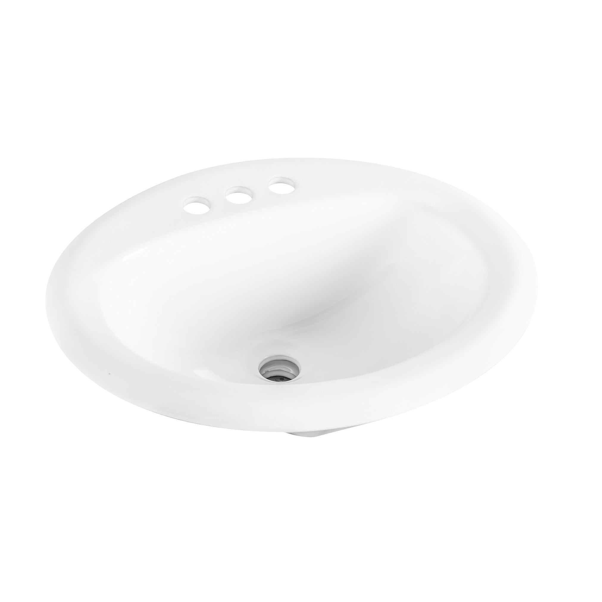 Gele 20''x17'' Oval Drop in Bathroom Sink, 3 Faucet holes 4'' Punching