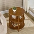 thumbnail image 5 of LEEMTORIG 3-Tier Round End Table, Solid Wood Nightstand, Mid-Century Modern Style Bedside Table for Bedroom Sofa Chair Side Table for Living Room, Easy Assembly, Cherry Brown YBZ-D4166-DR, 5 of 18