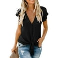 thumbnail image 2 of Beach Vacation Clothes for Women, Women'S Tops, Stylish Women Shirts Casual Solid Blouse for Everyday Wear Elegant Button Down Tops Versatile Short-Sleeved Tee for Work Party and Beach, 2 of 4