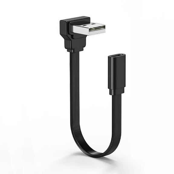 USB 2.0 to Type C Female Flat Soft Data Cable 90 Degree Adapter for Tight Space