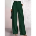 thumbnail image 4 of Womens Wide Leg Dress Pants Business Casual Flowy Work Palazzo Pants High Waisted Slacks Trousers Dark Green XXL, 4 of 7