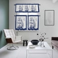 thumbnail image 4 of Nautical Sailboat Kitchen Curtains Sets for Windows 24 Inch Length, Navy Blue Ocean Seagull Waves Ship Rod Pocket Window Treatments Tier Curtains and Valances Set for Bedroom/Bathroom, 4 of 8