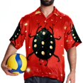thumbnail image 4 of Seven Starred Ladybird Men's Short Sleeve Printed Poplin Shirt with Spread Collar Tops - Casual Button Down Summer Beach Shirt for Men and Women, 4 of 6