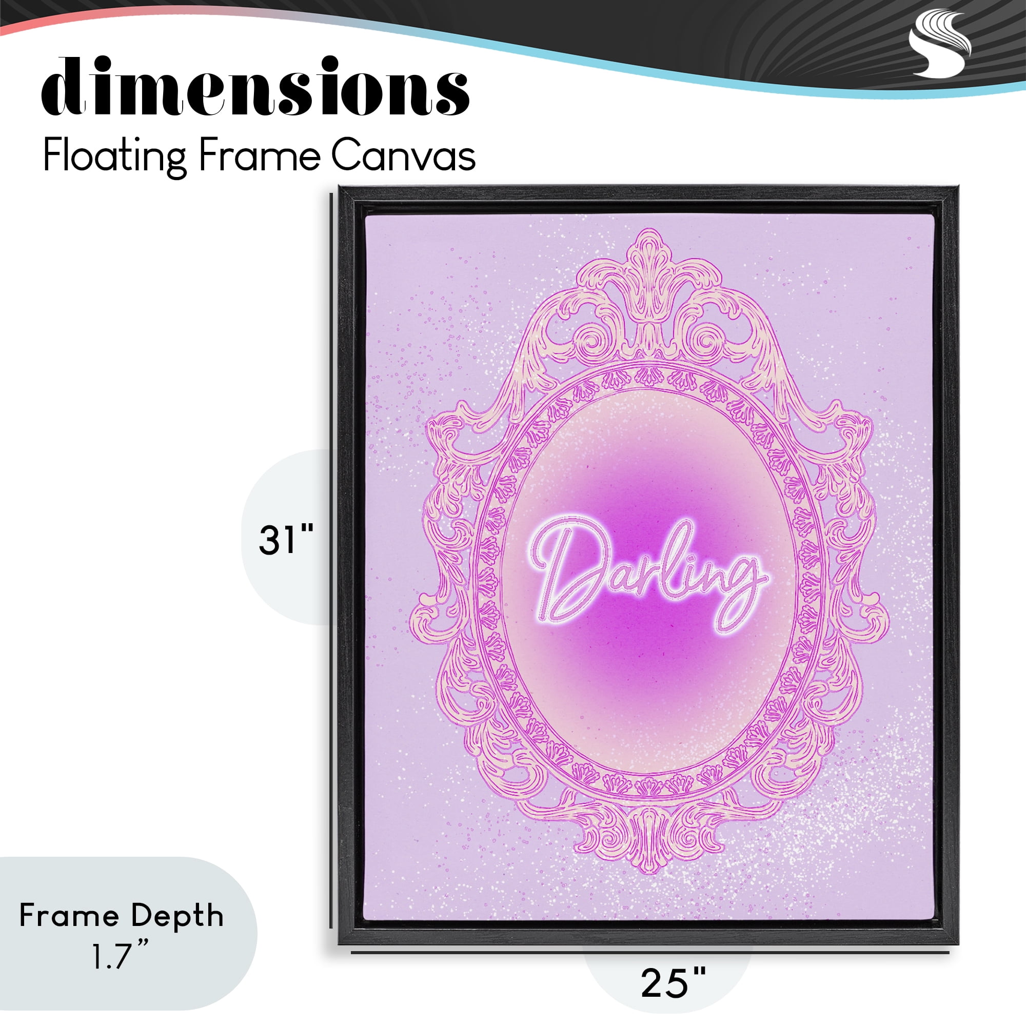 Stupell Industries Darling Ornate Mirror Black Framed Floater Canvas Wall Art, design by Ziwei Li