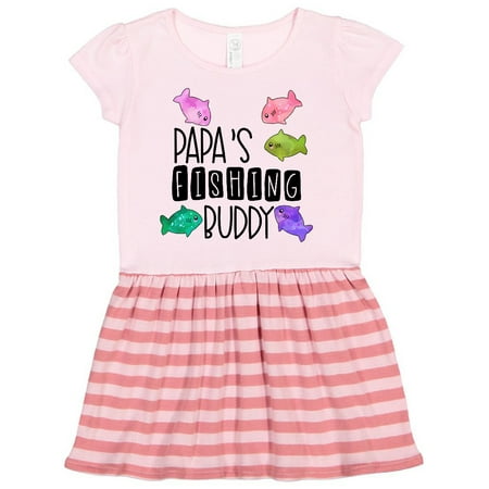 

Inktastic Papa s Fishing Buddy with Colorful Fish Gift Toddler Girl Dress