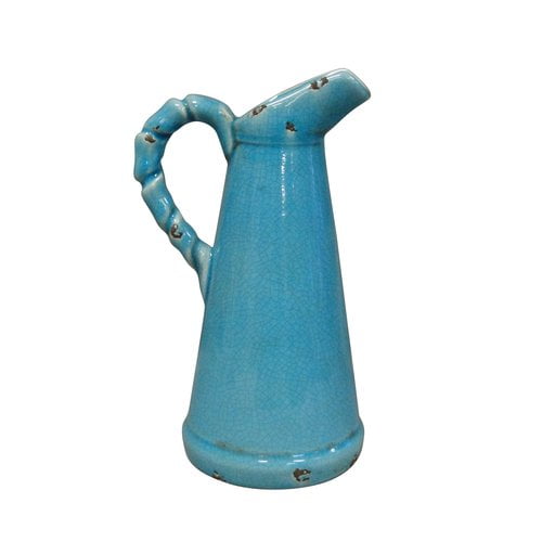 Teal Pitcher Ceramic Vase, 1 Each