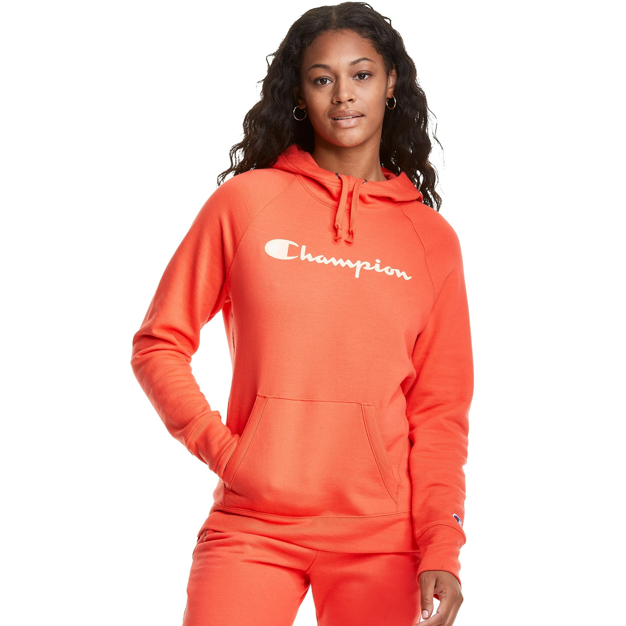 Champion Womens Powerblend Fleece Pullover Hoodie S Poppy Orange Walmart