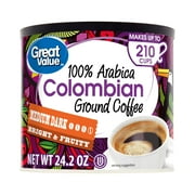 Great Value 100% Arabica Colombian Medium Dark Ground Coffee, 24.2 oz