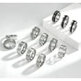 thumbnail image 3 of 12Pcs Mens Stainless Steel Rings Cool Silver Band Ring for Men Women Spinner Chain Fidget Ring Simple Wedding Engagement Ring Set Size7-12, 3 of 6