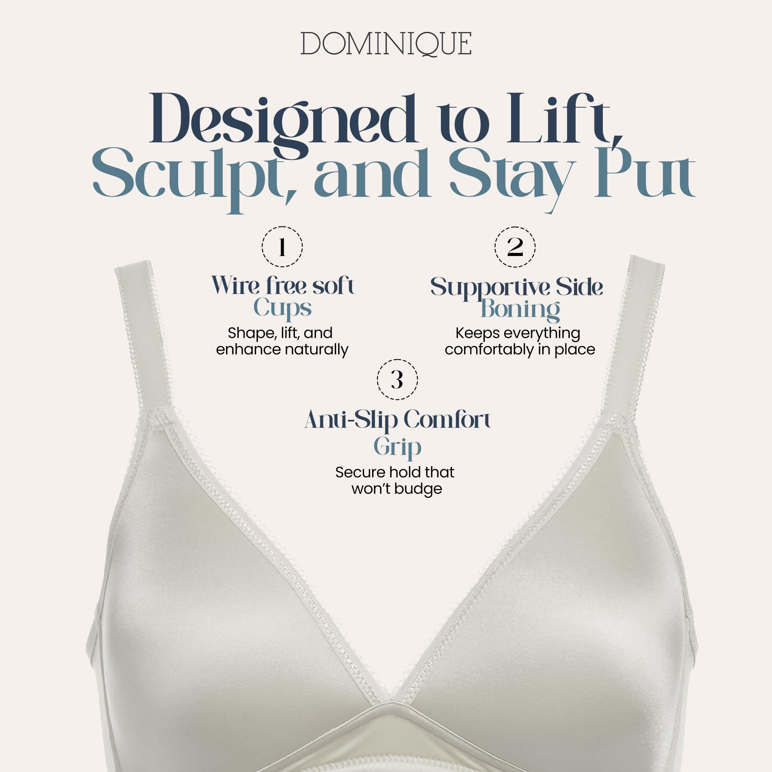 Dominique Sara Wire-Free Soft Cup T-Shirt Bra #5400 – Seamless Everyday Comfort Bra with Memory Foam Cups - Lingerie for Women