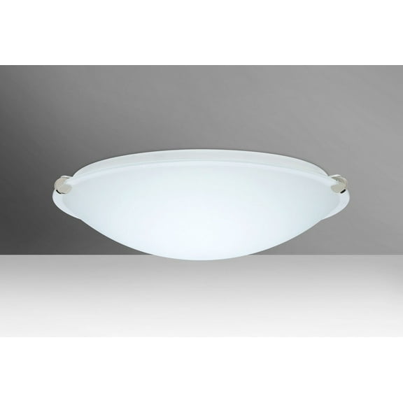 968107-LED-PN-Besa Lighting-Trio 16-Two Light Flush Mount-15.75 Inches Wide by 4.75 Inches High-Polished Nickel Finish-White Glass Color-LED Lamping