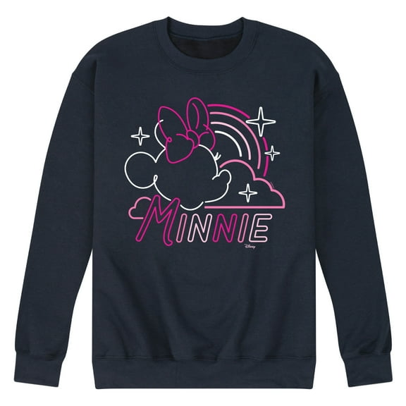 Disney - Minnie Mouse - Neon Rainbows & Stars - Men's Crew Neck Fleece Pullover