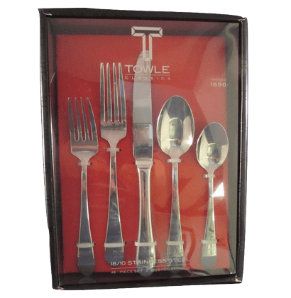 4X Salad Dessert Forks Towle Living Collection TWS515 Stainless Glossy Flatware 