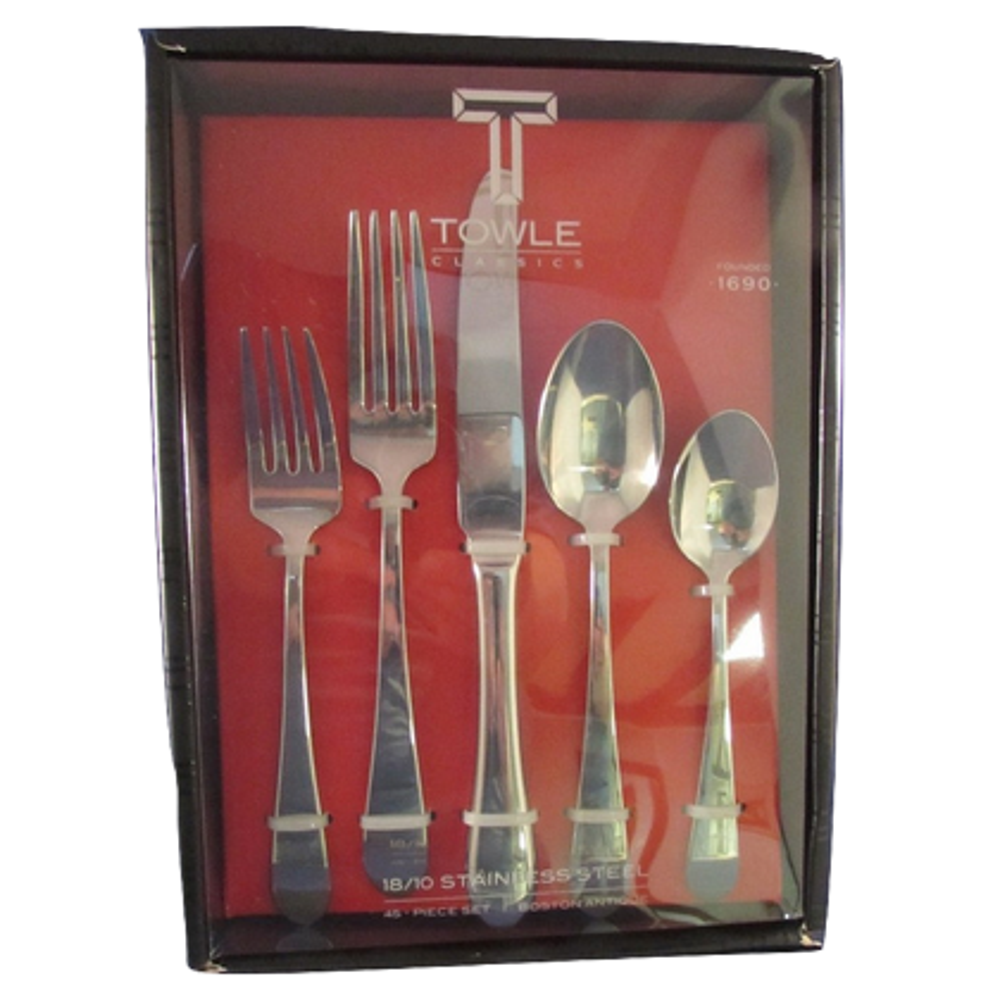 Towle Boston Antique 18/10 Stainless Steel 45pc Flatware Set (Service