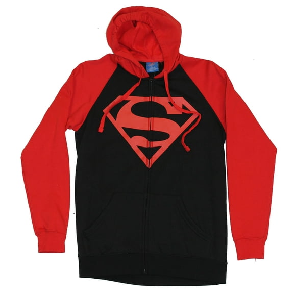 Superman SuperBoy Mens Hoodie Sweatshirt - Classic Red and Black Logo (X-Small)