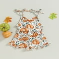 thumbnail image 3 of Combinaison d'Halloween Sans Manches pour Tout-Petites Filles, Imprimé Citrouille, Short, une Pièce, 3 of 7