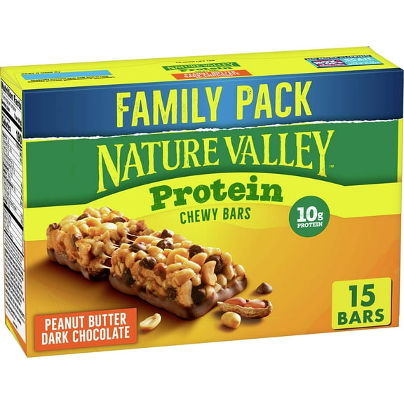 Pack of 2 - Nature Valley Chewy Granola Bars, Protein, Peanut Butter Dark Chocolate, 15 Bars, 21.3 Oz