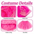 thumbnail image 6 of IKALI Girls Princess Costume, Pink Fancy Dress up Clothes Puff Outfit with Cape for Birthday Party 3-12Years, 6 of 7