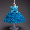 thumbnail image 4 of Miluxas Girls' Dress, Dress Party Flower Dress,Bridesmaid for Wedding,Birthday Party,Photoshoot, Special Occasion Sky Blue 6-7 Years, 4 of 5