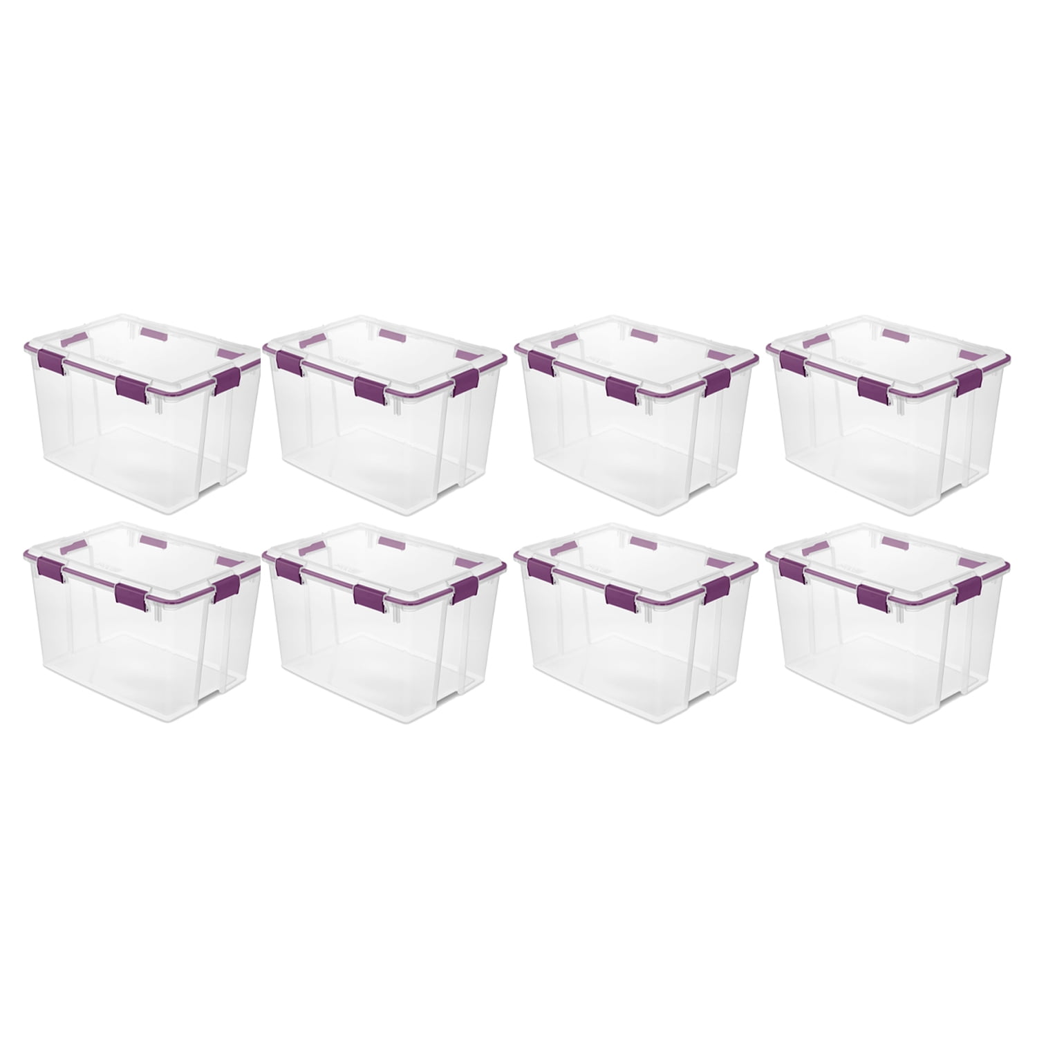 Sterilite 80 Quart Gasket Storage Box w/ Lid & Latches, Clear (8 Pack