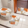thumbnail image 4 of Burnt Orange Bath Mat 3 Piece Bathroom Rug Set, Modern Geometric Grey Oil Painting Abstract Non Slip Bath Rug Contour Mat and Toilet Lid Cover, Absorbent Shower Mats Soft Bath Rugs and Mats Sets, 4 of 8